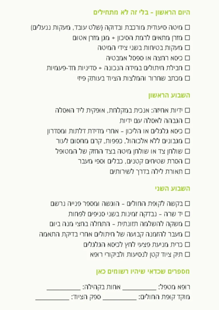 תצוגה מקדימה של צ'קליסט הציוד לשבועיים הראשונים בבית – קובץ PDF להדפסה